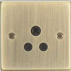 Knightsbridge CS5AAB 5A 1-Gang Unswitched 5A Socket Antique Brass With Black Inserts