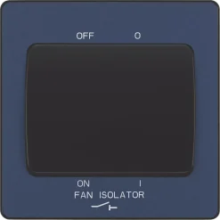 British General Evolve 10A 1-Gang 3-Pole Fan Isolator Switch Blue With Black Inserts -British General Shop 252PX A2