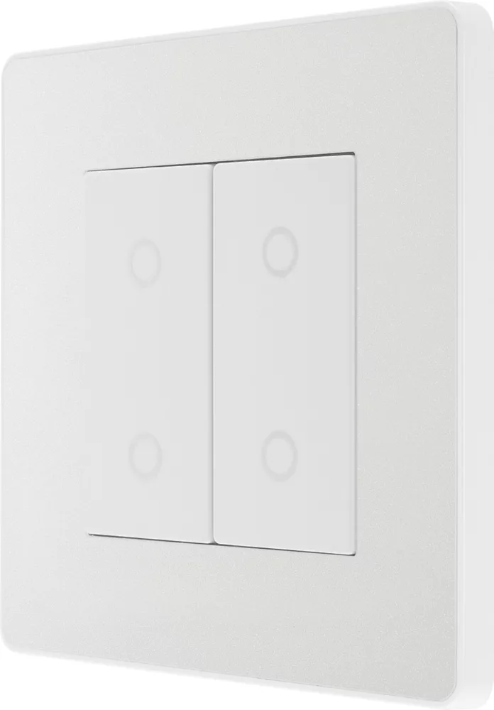 British General Evolve 2-Gang 2-Way LED Double Master Touch Trailing Edge Dimmer Switch Pearlescent White With White Inserts 3 British General Evolve 2-Gang 2-Way LED Double Master Touch Trailing Edge Dimmer Switch Pearlescent White With White Inserts