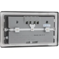 LAP 13A 2-Gang Unswitched Socket + 4.2A 4-Outlet Type A USB Charger Brushed Stainless Steel With Black Inserts -British General Shop 2564T A5