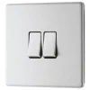 LAP 20A 16AX 2-Gang 2-Way Light Switch Brushed Stainless Steel -British General Shop 258KJ P