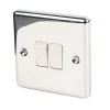 LAP 10AX 2-Gang 2-Way Light Switch Polished Chrome With White Inserts -British General Shop 25936 P