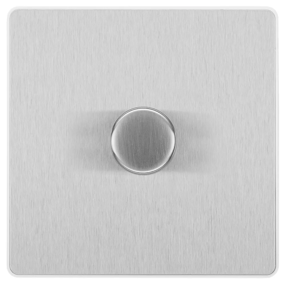 British General Evolve 1-Gang 2-Way LED Trailing Edge Single Push Dimmer Switch With Rotary Control Brushed Steel With White Inserts 5 British General Evolve 1-Gang 2-Way LED Trailing Edge Single Push Dimmer Switch With Rotary Control Brushed Steel With White Inserts - Image 3