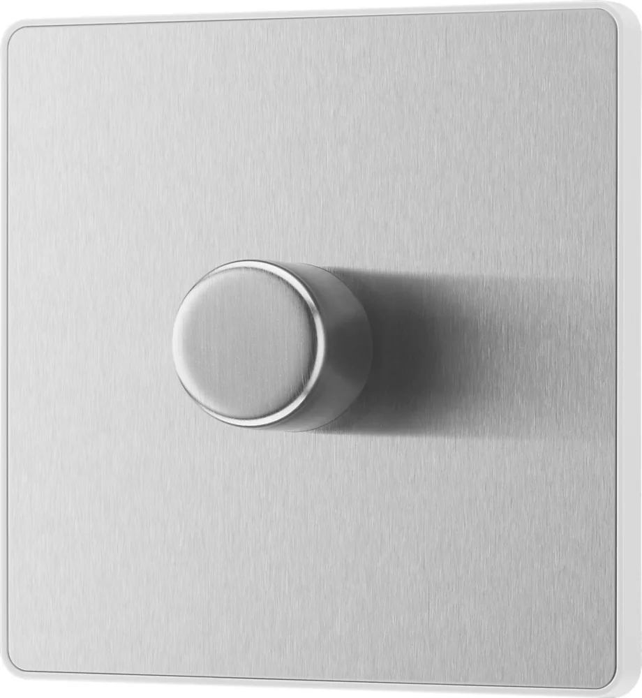 British General Evolve 1-Gang 2-Way LED Trailing Edge Single Push Dimmer Switch With Rotary Control Brushed Steel With White Inserts 6 British General Evolve 1-Gang 2-Way LED Trailing Edge Single Push Dimmer Switch With Rotary Control Brushed Steel With White Inserts - Image 4
