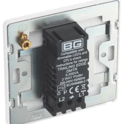 British General Evolve 1-Gang 2-Way LED Trailing Edge Single Push Dimmer Switch With Rotary Control Brushed Steel With White Inserts 13 British General Evolve 1-Gang 2-Way LED Trailing Edge Single Push Dimmer Switch With Rotary Control Brushed Steel With White Inserts -British General Shop 259PY A4