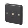 MK Contoura 1-Gang Coaxial TV / FM Socket Black With Colour-Matched Inserts -British General Shop 264RG P