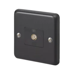 MK Contoura 1-Gang Coaxial TV / FM Socket Black With Colour-Matched Inserts