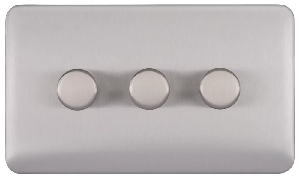 Schneider Electric Lisse Deco 3-Gang 2-Way Dimmer Brushed Stainless Steel 4 Schneider Electric Lisse Deco 3-Gang 2-Way Dimmer Brushed Stainless Steel - Image 2