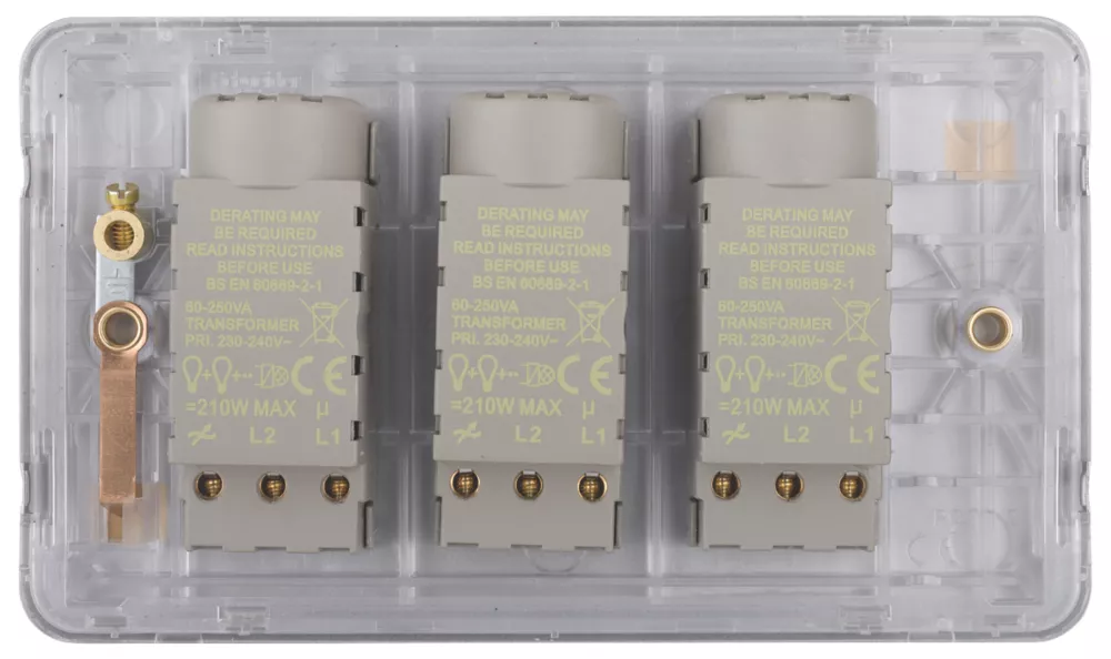 Schneider Electric Lisse Deco 3-Gang 2-Way Dimmer Brushed Stainless Steel 6 Schneider Electric Lisse Deco 3-Gang 2-Way Dimmer Brushed Stainless Steel - Image 4