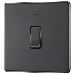 LAP 20A 1-Gang DP Boiler Switch Slate Grey With LED
