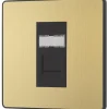 British General Evolve RJ45 Ethernet Socket Satin Brass With Black Inserts -British General Shop 267XF P