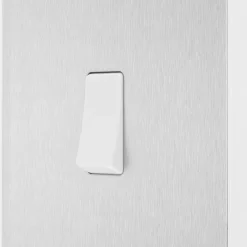 British General Evolve 20 A 16AX 1-Gang 2-Way Light Switch Brushed Steel With White Inserts