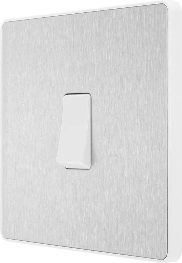 British General Evolve 20 A 16AX 1-Gang 2-Way Light Switch Brushed Steel With White Inserts 3 British General Evolve 20 A 16AX 1-Gang 2-Way Light Switch Brushed Steel With White Inserts