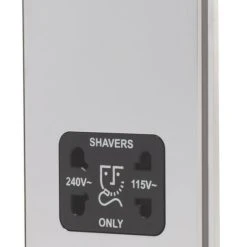 LAP 2-Gang Dual Voltage Shaver Socket 115 / 230V Polished Chrome With Black Inserts