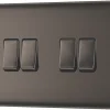 British General Nexus Metal 20A 16AX 4-Gang 2-Way Light Switch Black Nickel -British General Shop 270XF P