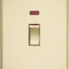 Knightsbridge SF82MNPB 45A 2-Gang DP Control Switch Polished Brass With LED -British General Shop 274TY P
