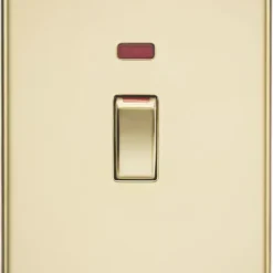Knightsbridge SF82MNPB 45A 2-Gang DP Control Switch Polished Brass With LED