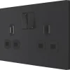 British General Evolve 13A 2-Gang SP Switched Socket Matt Black With Black Inserts -British General Shop 275RF P