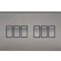Knightsbridge SF4200BN 10AX 6-Gang 2-Way Light Switch Black Nickel