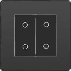 British General Evolve 2-Gang 2-Way LED Double Secondary Touch Trailing Edge Dimmer Switch Black With Black Inserts -British General Shop 278PY A2