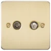 Knightsbridge FP0140BB 2-Gang Isolated Coaxial TV & F-Type Satellite Socket Brushed Brass 2 Knightsbridge FP0140BB 2-Gang Isolated Coaxial TV & F-Type Satellite Socket Brushed Brass -British General Shop 278VF P