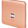 Schneider Electric Lisse Deco 3.1A 2-Outlet Type A USB Socket Copper With White Inserts -British General Shop 279HX P