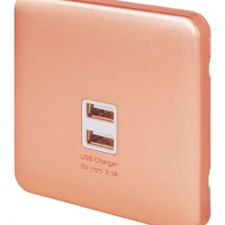 Schneider Electric Lisse Deco 3.1A 2-Outlet Type A USB Socket Copper With White Inserts