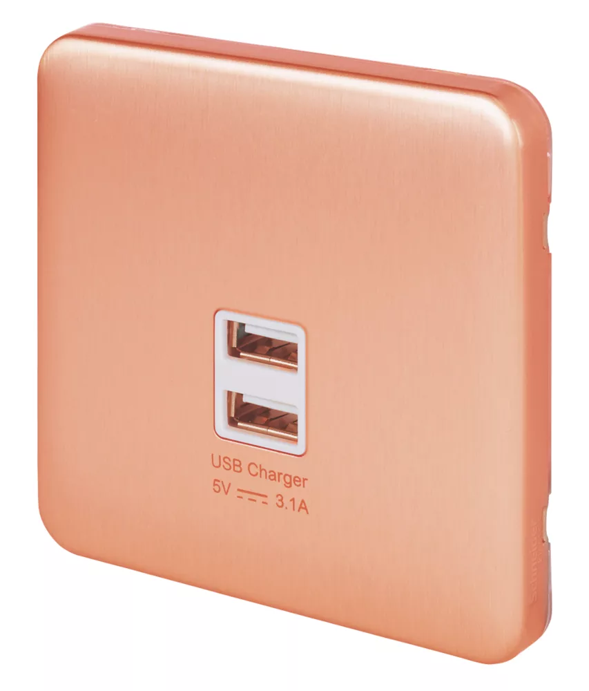 Schneider Electric Lisse Deco 3.1A 2-Outlet Type A USB Socket Copper With White Inserts 3 Schneider Electric Lisse Deco 3.1A 2-Outlet Type A USB Socket Copper With White Inserts