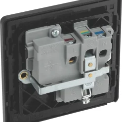 British General Evolve 13A 1-Gang SP Switched Socket Grey With Black Inserts -British General Shop 281RF A4