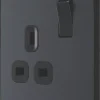 British General Evolve 13A 1-Gang SP Switched Socket Grey With Black Inserts -British General Shop 281RF P