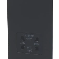 Varilight 2-Gang Dual Voltage Shaver Socket 115 / 230V Jet Black With Colour-Matched Inserts