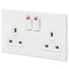 MK Aspect 13A 2-Gang DP Switched Plug Socket White With Neon With Colour-Matched Inserts 2 MK Aspect 13A 2-Gang DP Switched Plug Socket White With Neon With Colour-Matched Inserts -British General Shop 283FF P