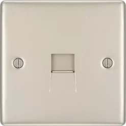 British General Nexus Metal Slave Telephone Socket Pearl Nickel With Colour-Matched Inserts -British General Shop 284XG A2