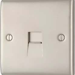 British General Nexus Metal Slave Telephone Socket Pearl Nickel With Colour-Matched Inserts -British General Shop 284XG A3