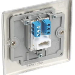 British General Nexus Metal Slave Telephone Socket Pearl Nickel With Colour-Matched Inserts -British General Shop 284XG A4