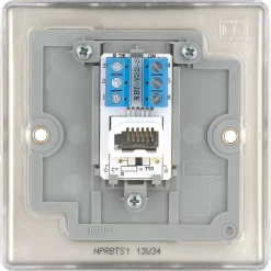British General Nexus Metal Slave Telephone Socket Pearl Nickel With Colour-Matched Inserts -British General Shop 284XG A5