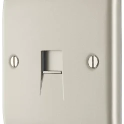 British General Nexus Metal Slave Telephone Socket Pearl Nickel With Colour-Matched Inserts