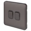 Schneider Electric Lisse Deco 10AX 2-Gang 2-Way Light Switch Mocha Bronze With Black Inserts -British General Shop 285FF P
