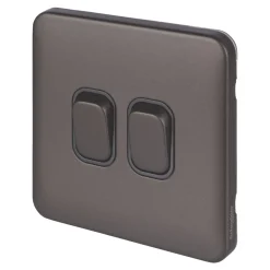 Schneider Electric Lisse Deco 10AX 2-Gang 2-Way Light Switch Mocha Bronze With Black Inserts