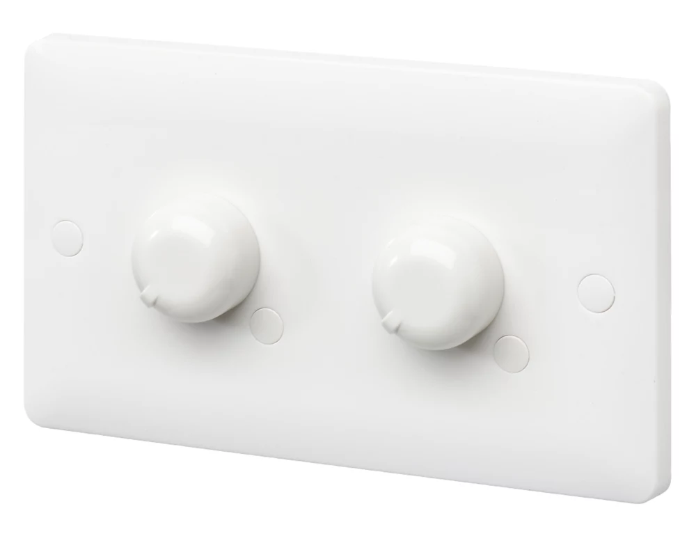 MK Base 2-Gang 1-Way LED Dimmer Switch White 3 MK Base 2-Gang 1-Way LED Dimmer Switch White
