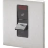 MK Aspect 32A 1-Gang DP Control Switch Brushed Stainless Steel With Neon With Black Inserts -British General Shop 288FF P