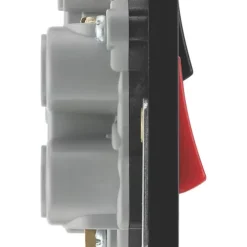 British General Evolve 45A 2-Gang 2-Pole Cooker Switch & 13A DP Switched Socket Satin Brass With LED With Black Inserts -British General Shop 288PX A5