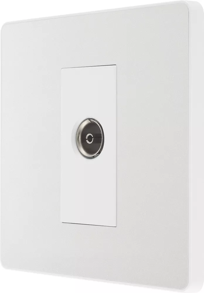British General Evolve 1-Gang Coaxial TV / FM Socket Pearlescent White With White Inserts 3 British General Evolve 1-Gang Coaxial TV / FM Socket Pearlescent White With White Inserts