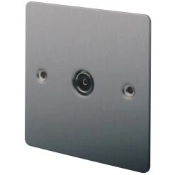 LAP 1-Gang Female Coaxial TV Socket Brushed Stainless Steel