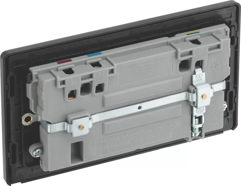 British General Evolve 13A 2-Gang SP Switched Socket + 3A 2-Outlet Type A & C USB Charger Copper With Black Inserts 7 British General Evolve 13A 2-Gang SP Switched Socket + 3A 2-Outlet Type A & C USB Charger Copper With Black Inserts - Image 5