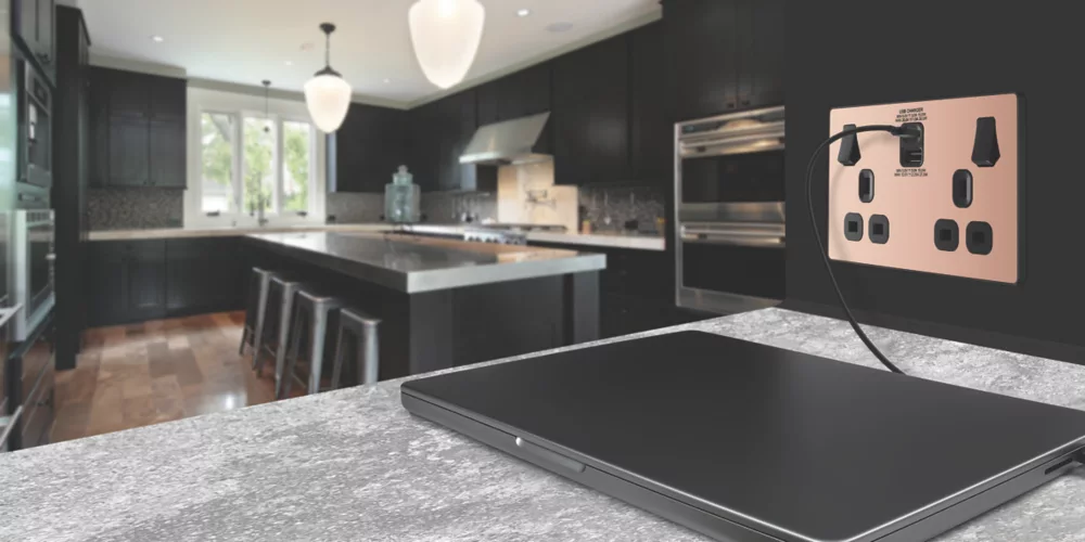 British General Evolve 13A 2-Gang SP Switched Socket + 3A 2-Outlet Type A & C USB Charger Copper With Black Inserts 9 British General Evolve 13A 2-Gang SP Switched Socket + 3A 2-Outlet Type A & C USB Charger Copper With Black Inserts - Image 7