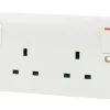 MK Logic Plus 13A 2-Gang DP Switched Plug Socket White -British General Shop 29304 P
