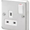 MK Albany Plus 13A 1-Gang DP Switched Plug Socket Brushed Stainless Steel With White Inserts 2 MK Albany Plus 13A 1-Gang DP Switched Plug Socket Brushed Stainless Steel With White Inserts -British General Shop 296FF P