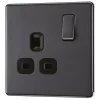LAP Power Socket 13A 1-Gang DP Switched Power Socket Slate Grey With Black Inserts -British General Shop 297KJ P