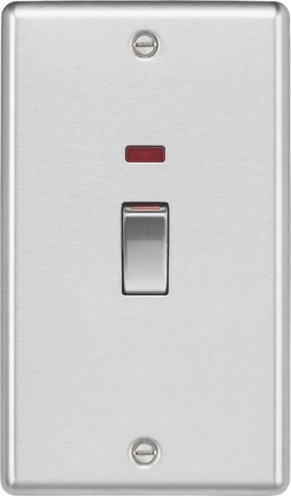 Knightsbridge CL82MNBC 45A 2-Gang DP Control Switch Brushed Chrome With LED 3 Knightsbridge CL82MNBC 45A 2-Gang DP Control Switch Brushed Chrome With LED